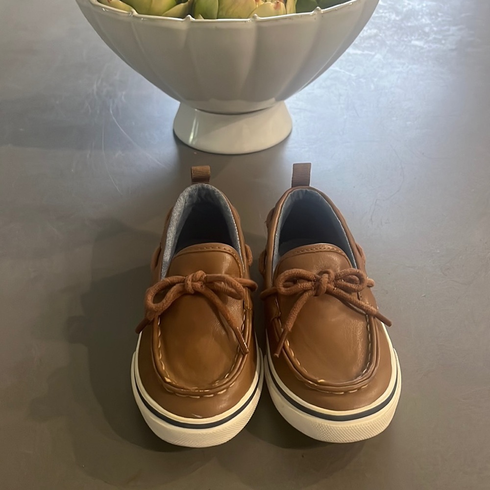 old navy boys toddler brown boat shoes loafers size 8